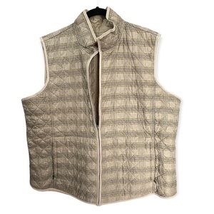 Carole Little Women's Plaid Polyester Reversible Beige Insulated Zip Vest
